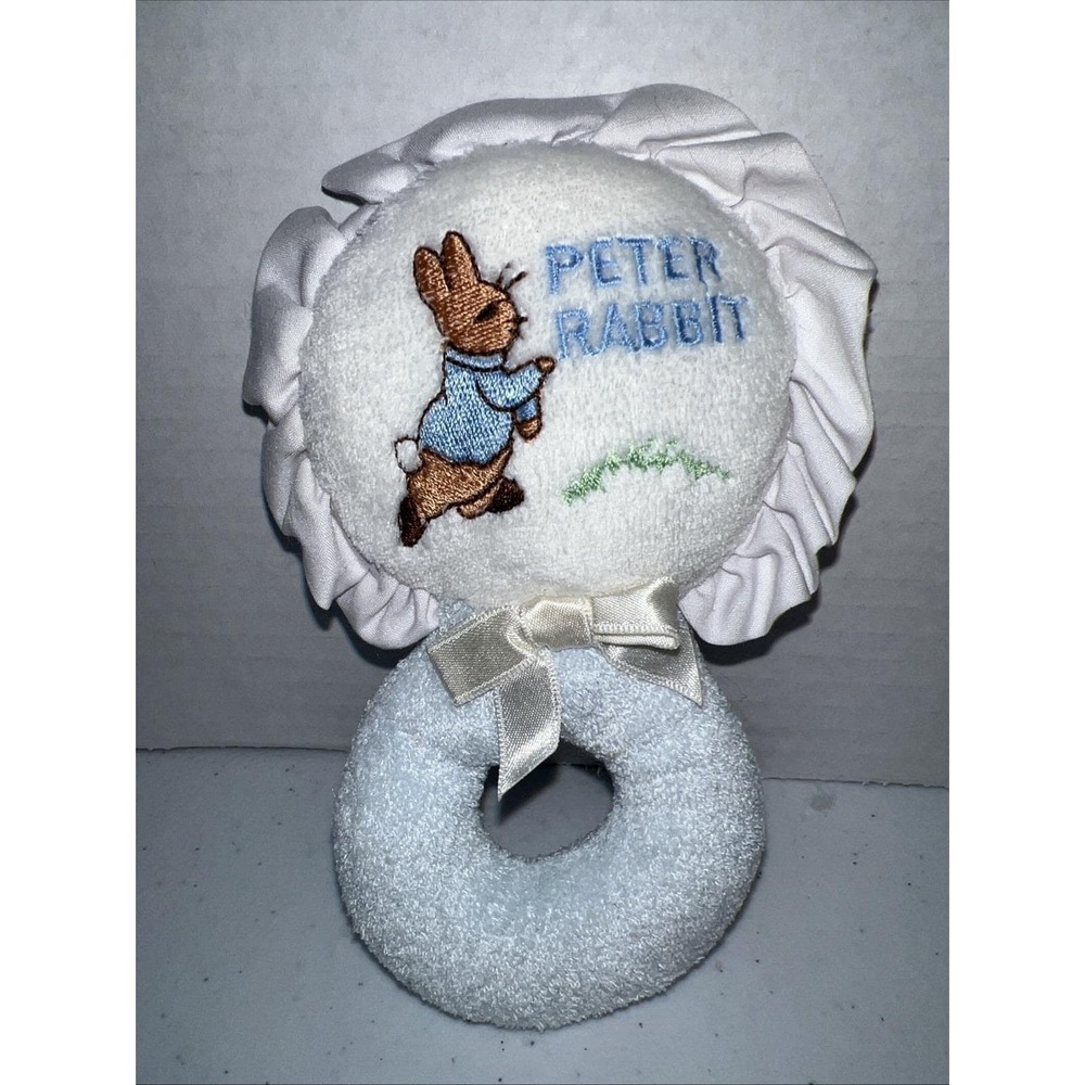 Vtg Eden Peter Rabbit Terry Cloth Baby Rattle Beatrix Potter Warne 6" Easter